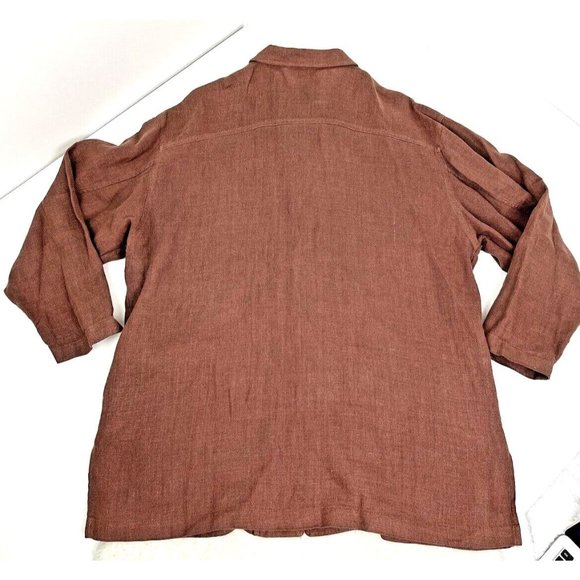 Womens Eddie Bauer 100% Linen Shacket Size Medium Brown Spring Jacket Breathable - Picture 5 of 9